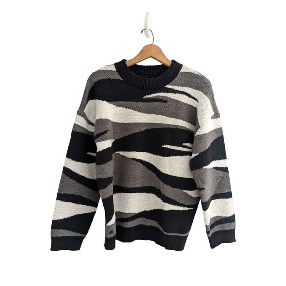 Roxy Early Doors Stripe Pullover Sweater in Anthracite Size M - Picture 1 of 7